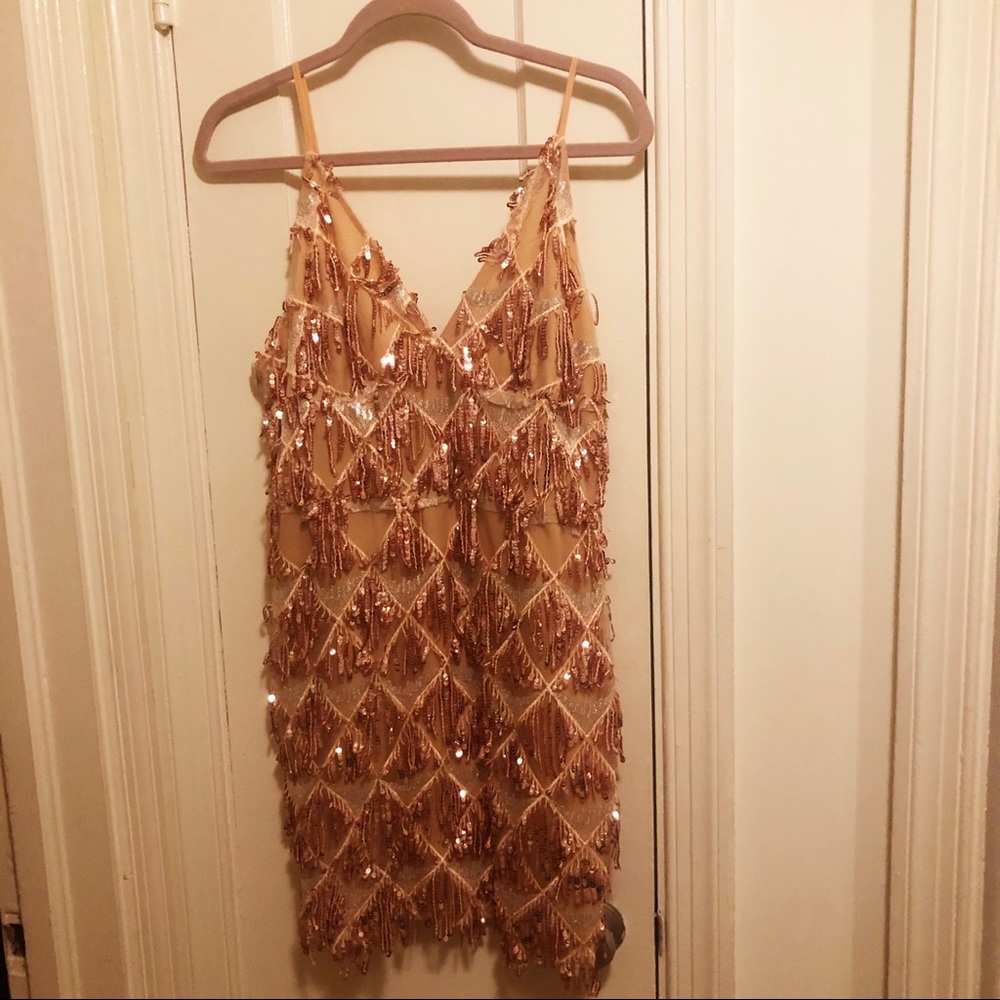 Windsor rose gold glitter sequin party dress